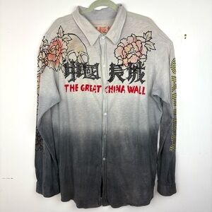 The Great China Wall Embellished Button Up Shirt